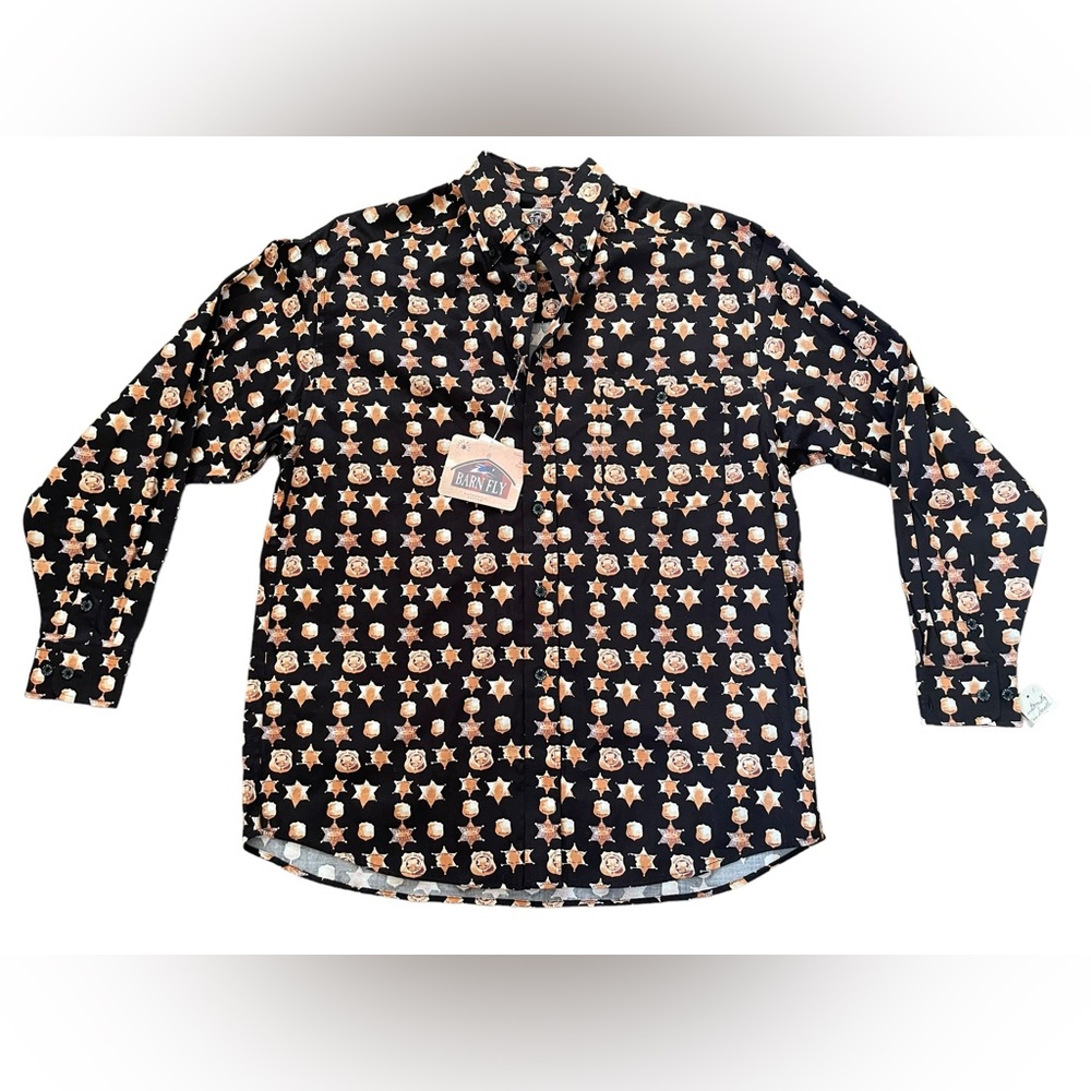 NEW Barn Fly Men’s Western Police Deputy Sheriff Long Sleeve Button Up Shirt